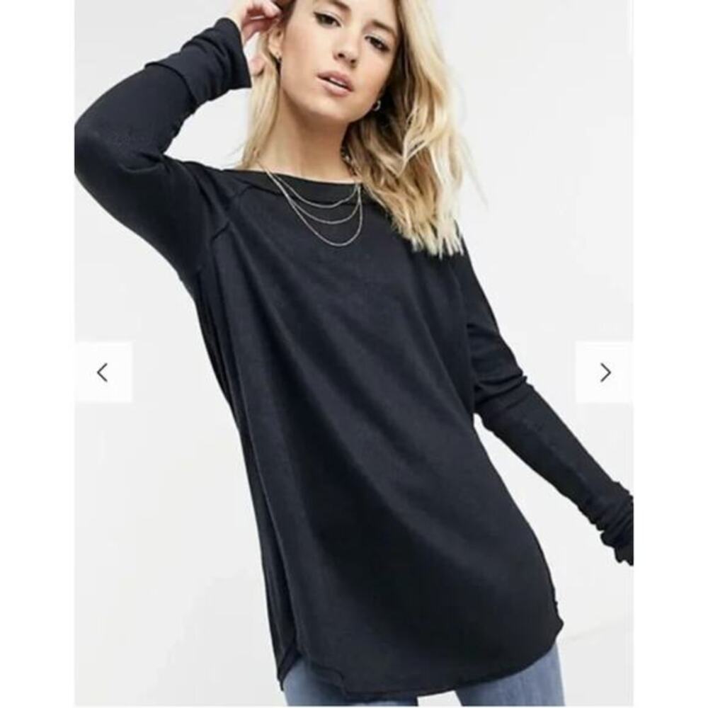 free people black snowy oversized thermal